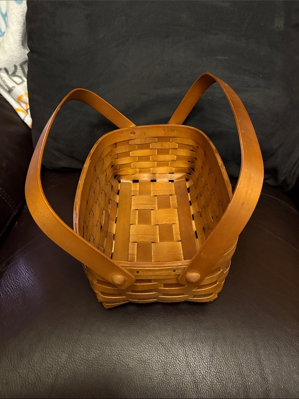 Heritage Mint Canadian Maple Handwoven Wooden Market Basket in Brown